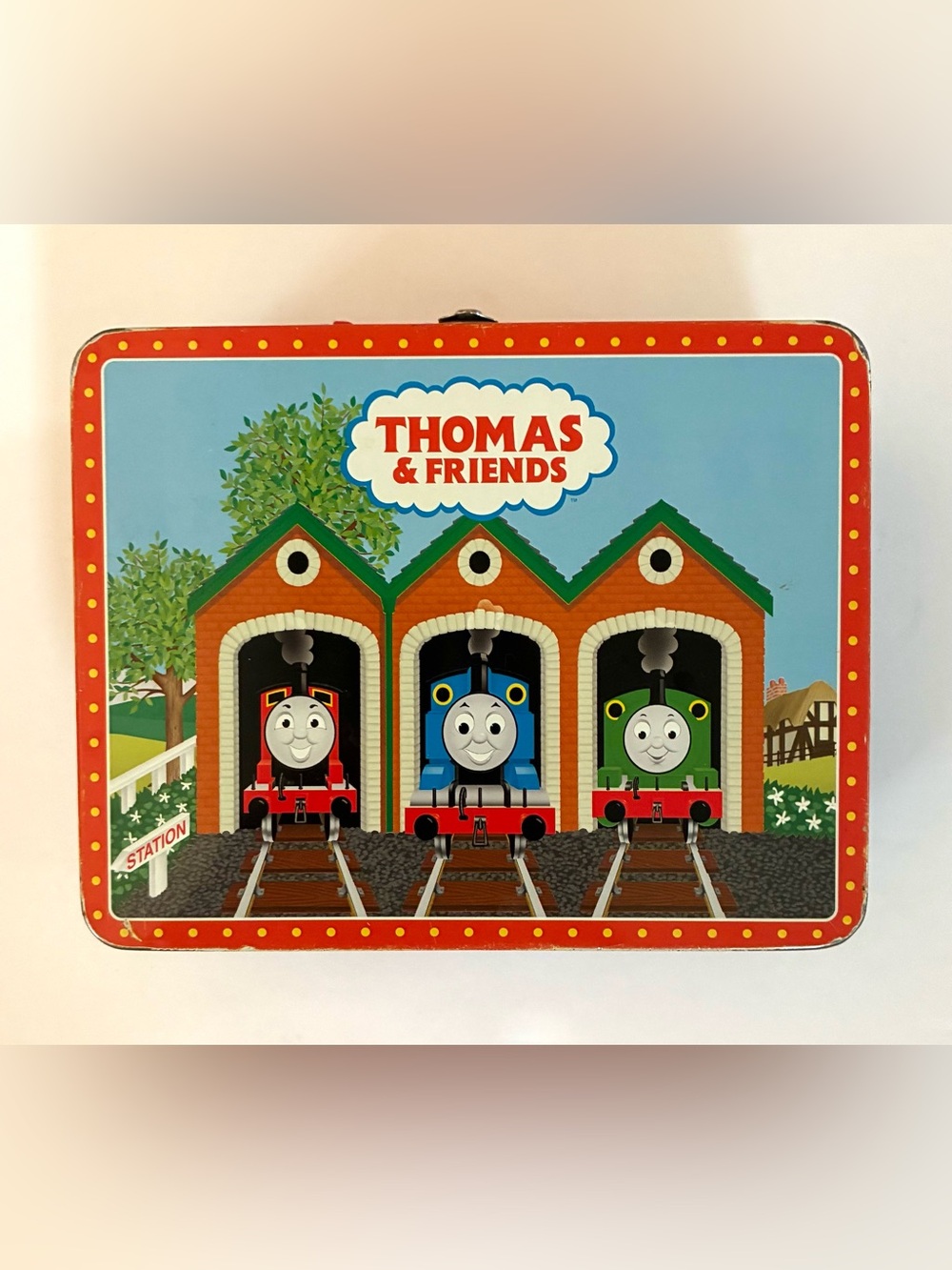 VINTAGE Thomas and Friends Tin Lunch Box Schylling 2001 Metal Toy Storage Case